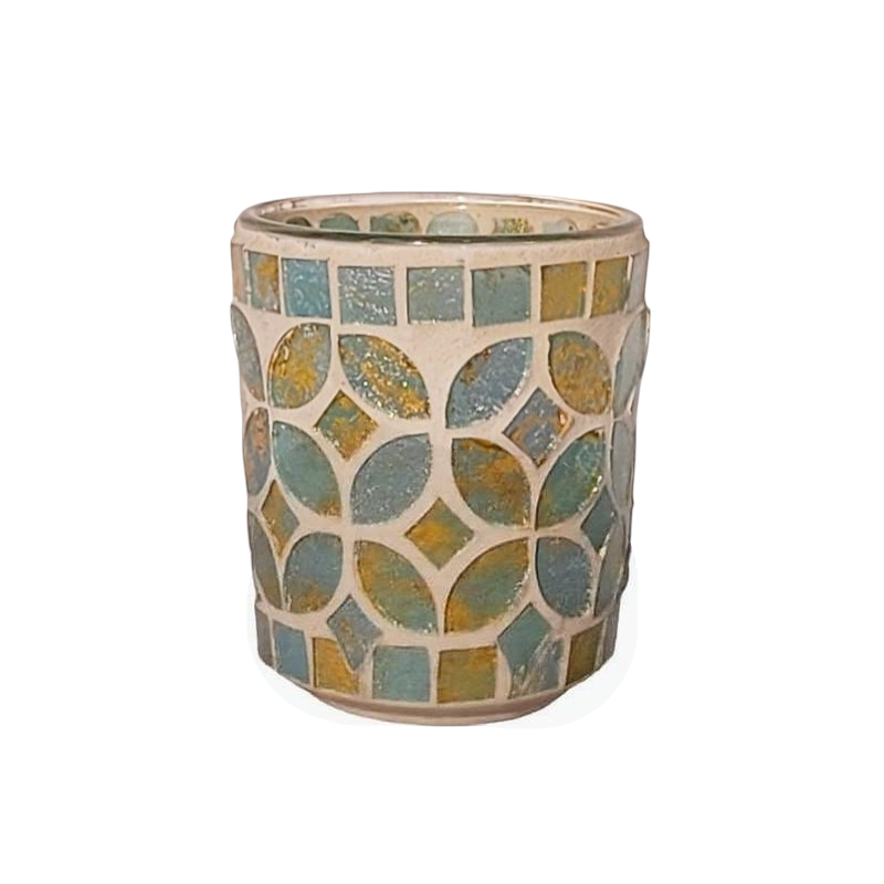 Photophore Mosaïque bleue et or - Village Candle