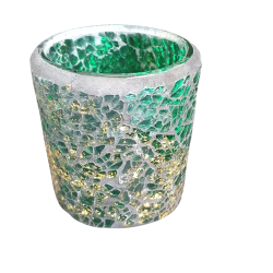 Photophore Mosaïque Verte et Or - Village Candle