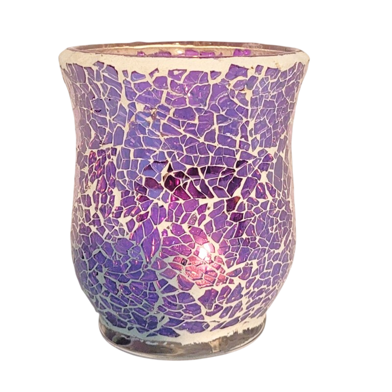 Photophore évasé Mosaïque Lilas  - Village Candle