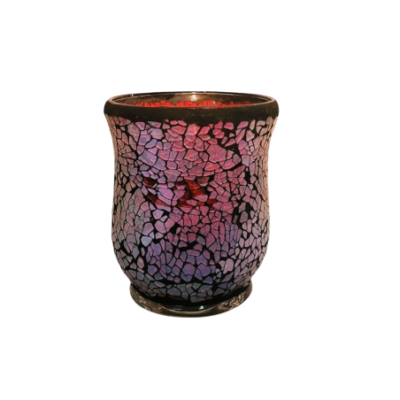 Photophore évasé Mosaïque Rouge - Village Candle