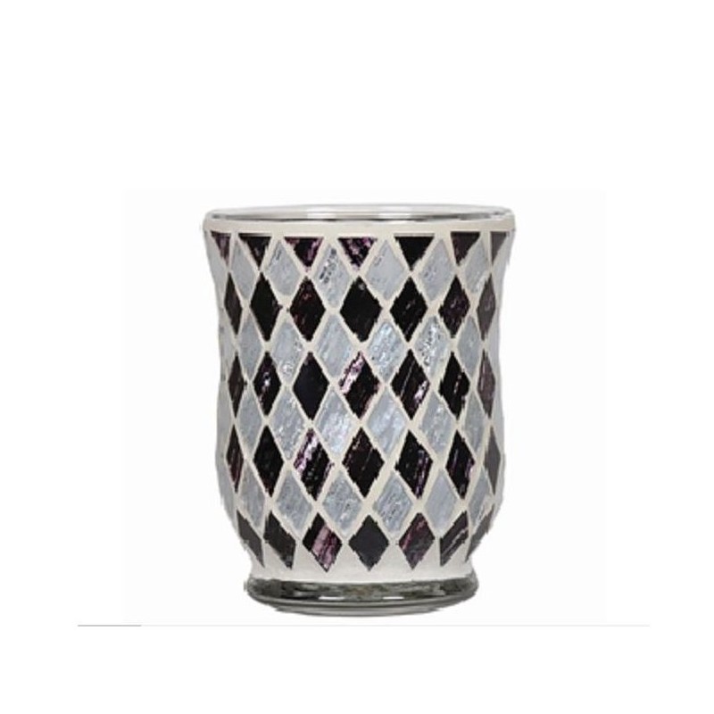 Photophore évasé mosaïque Damier noir et blanc - Village Candle