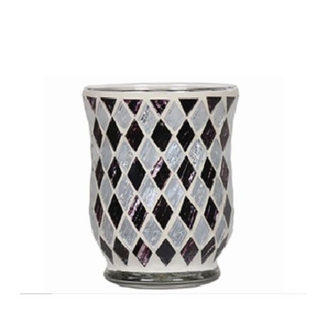 Photophore évasé mosaïque Damier noir et blanc - Village Candle