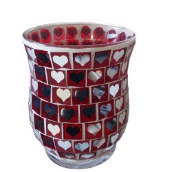 Photophore évasé Cœur rouge miroir - Village Candle