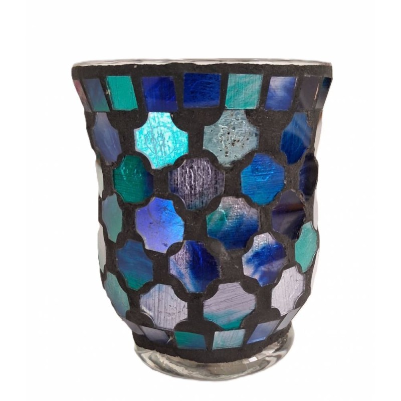 Photophore évasé mosaïque Mixed Blue - Village Candle