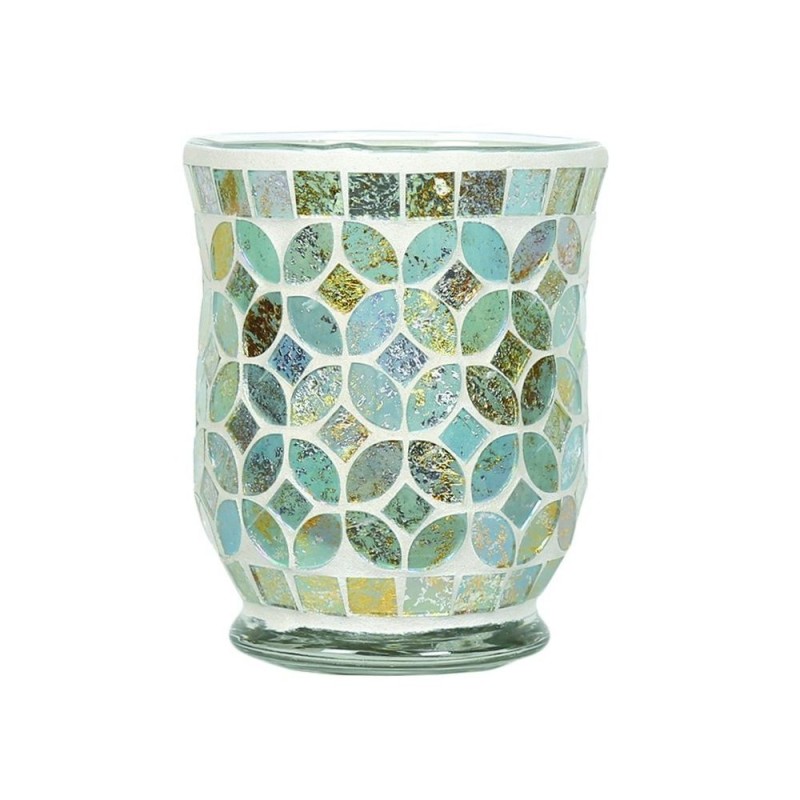 Photophore évasé mosaïque or et bleue - Village Candle