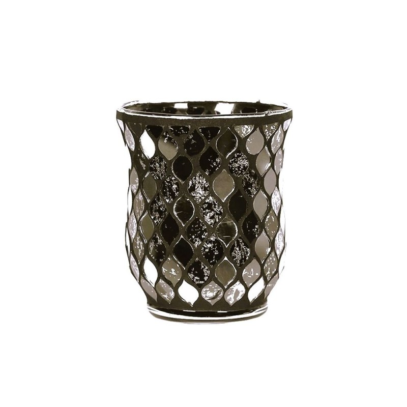 Photophore évasé mosaïque noire et miroir - Village Candle