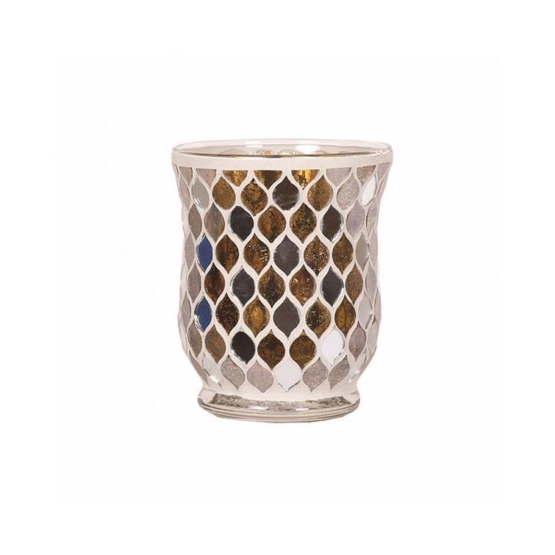 Photophore évasé mosaïque or et miroir - Village Candle