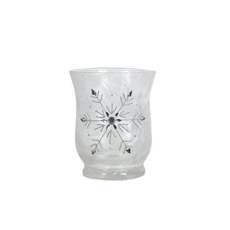 Photophore évasé effet givré Flocons de neige - Village Candle