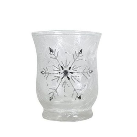 Photophore évasé effet givré Flocons de neige - Village Candle