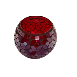 Photophore Globe Mosaïque Rosace rouge – Village Candle