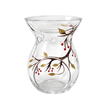 Brûle-Parfum en Verre transparent branche d'arbre et baies