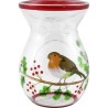 Brûle-Parfum en Verre transparent oiseau et houx