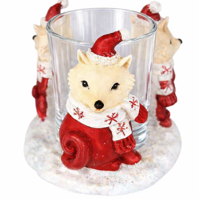 Photophore de Noël avec Renards - Village Candle