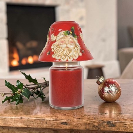 Abat-jour rouge pour bougie Père Noël - Village Candle
