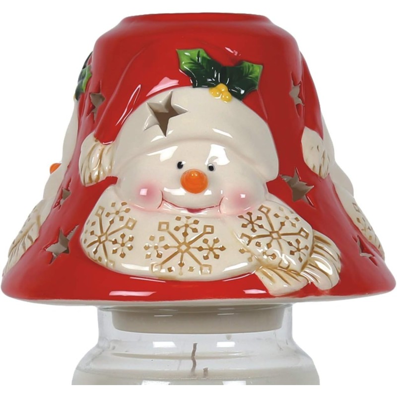 Abat-jour rouge pour bougie Snowman - Village Candle