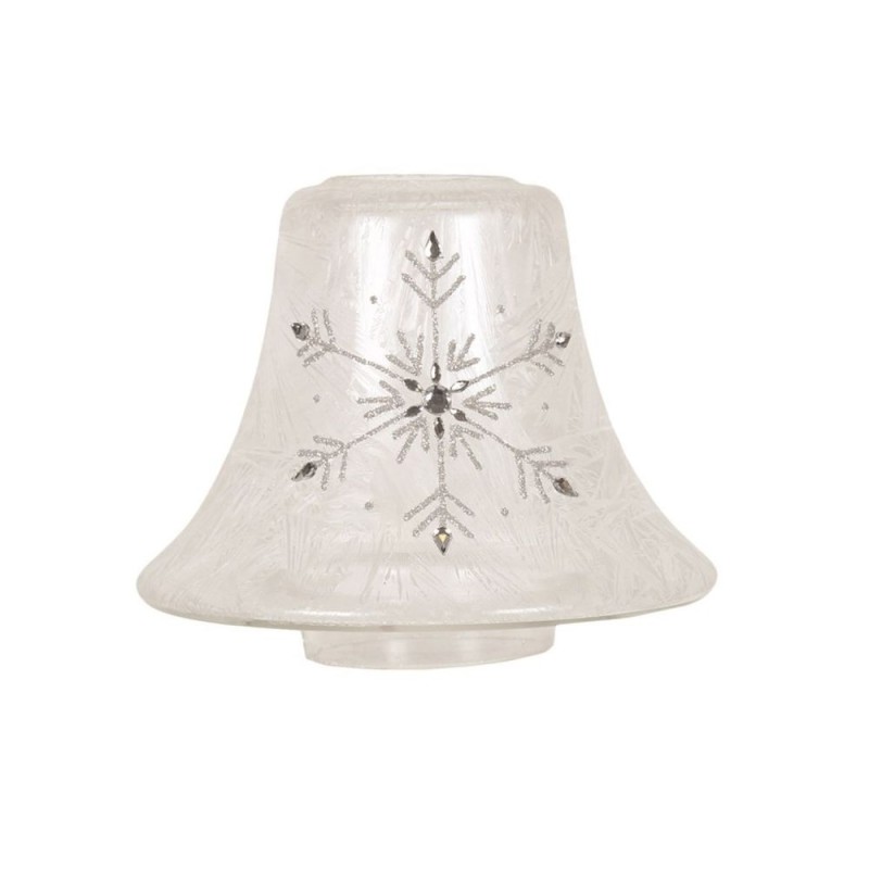 Abat-jour pour bougie effet givré Flocon de neige argenté - Village candle
