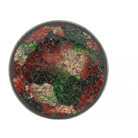 Soucoupe Support bougie Mosaïque Rouge, vert et or - Village Candle