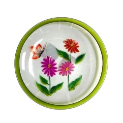 Assiette en verre Support bougie Fleurs et papillon - Village Candle