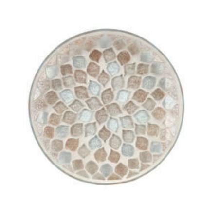Assiette Support bougie Mosaïque pétales scintillantes or et argent - Village Candle
