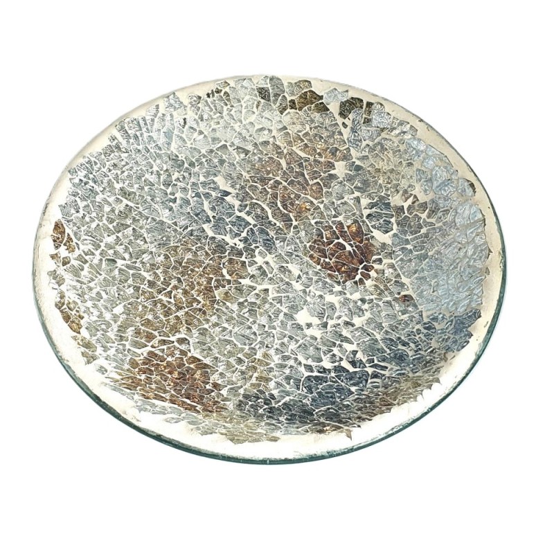 Assiette Support bougie Mosaïque argent et or - Village Candle