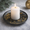 Assiette Support bougie Lustre Mosaïque noire et dorée - Village Candle