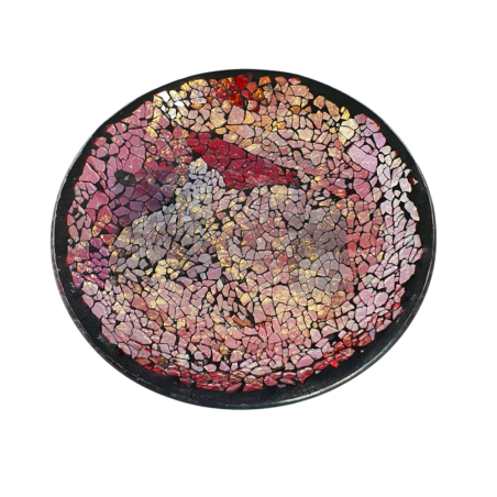 Assiette Support bougie Mosaïque rouge et or - Village Candle