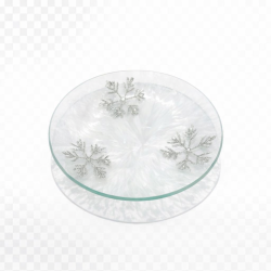 Assiette en verre effet glacé – Support pour bougie Flocons de neige- Village Candle