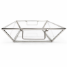 Plateau en verre et métal argenté  30.5 cm x 19.5 cm- Affari AB
