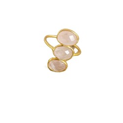 Bague trois pierres naturelles roses - Bijoux Lucky Team