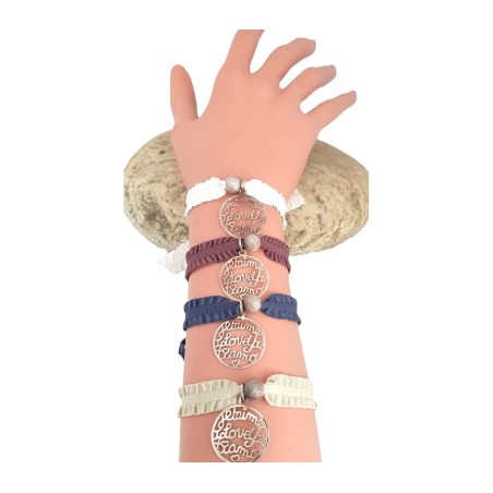 Bracelet Ruban Perle & Médaille