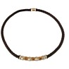 Collier homme en cuir tressé noir et acier or/argent (50 cm)
