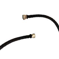 Collier homme en cuir tressé noir et acier (45 cm)