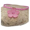 Collier Floral en Cuir Tressé rose