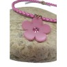 Collier Floral en Cuir Tressé rose