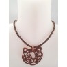 Collier cuir tressé kaki – Pendentif tête de tigre