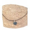 Collier cœur sur cordon en coton ciré
