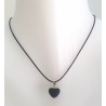 Collier cœur sur cordon en coton ciré