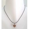 Collier cœur sur cordon en coton ciré