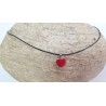 Collier cœur sur cordon en coton ciré