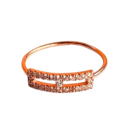 Bague Rectangle Ajouré en Argent 925 Doré