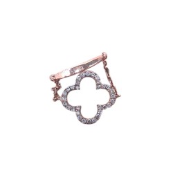 Bague chaîne trèfle argent 925 rose