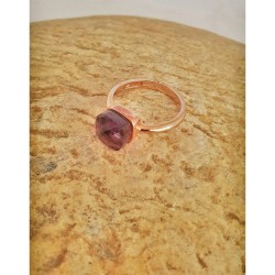 Bague en argent 925 avec pierre couleur améthyste -