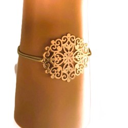 Bracelet élastique avec rosace en métal doré