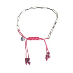 Bracelet Chaine AG 925 argenté et Cordon Coloré - LEYNAT –