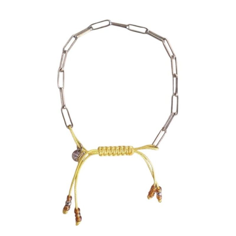Bracelet Chaine AG 925 argenté et Cordon Coloré - LEYNAT –