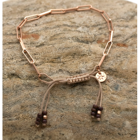Bracelet Chaine AG 925 Doré et Cordon Coloré - LEYNAT –
