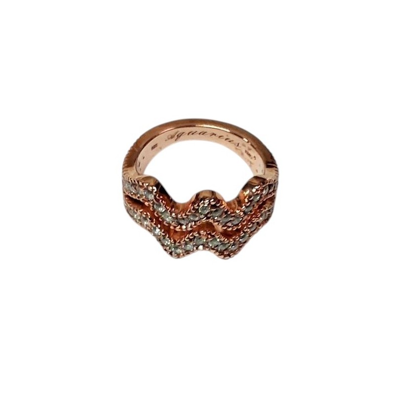 BAGUE KMO « AQUARIUS » EN ARGENT 925 ROSE ET POUSSIÈRE DE DIAMANT