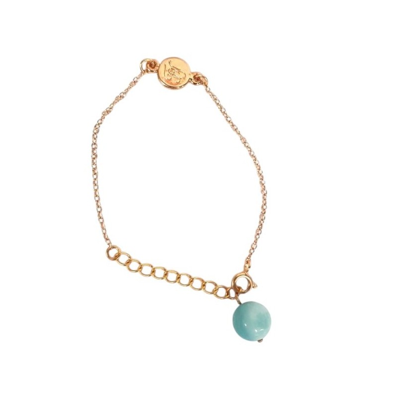 BRACELET CHAÎNE DORÉE & PERLE EN CÉRAMIQUE TURQUOISE - F.Y. FAUCOGNEY