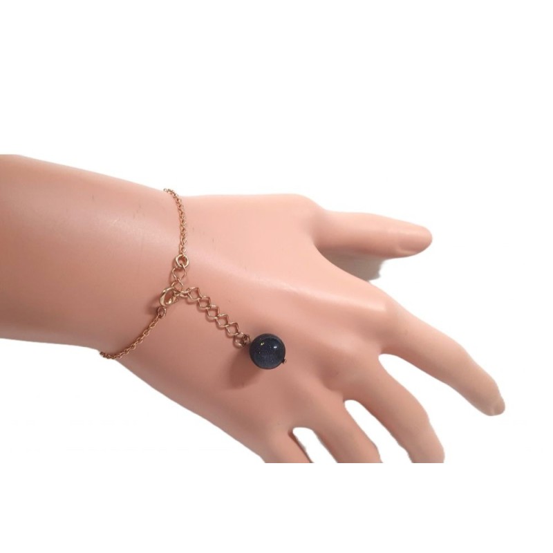 BRACELET TAC TAC CHAÎNE DORÉE & PERLE EN CÉRAMIQUE BLEUE NUIT - F.Y. FAUCOGNEY