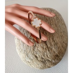Bracelet or rose Trèfle nacre blanc
